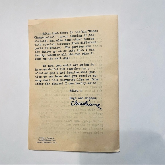 Vintage World-Wide Doll Club Reims Champagne France Christiane French Poupee - Picture 13 of 15